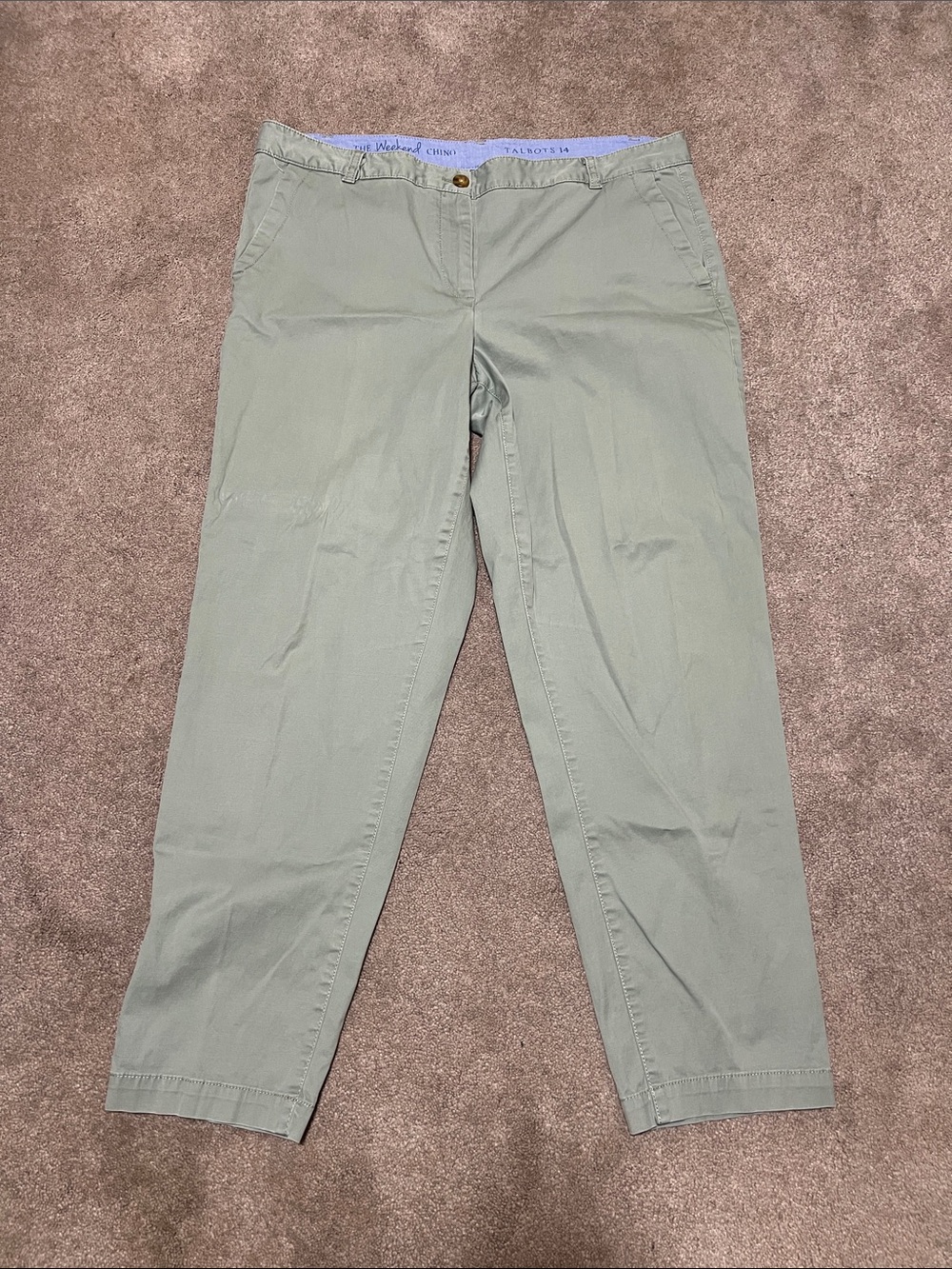 Talbots The Weekend Chino Green Pants size 14